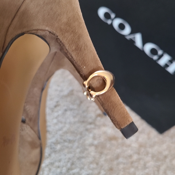 Coach brown suede open toe booties, size 8 - Picture 4 of 4